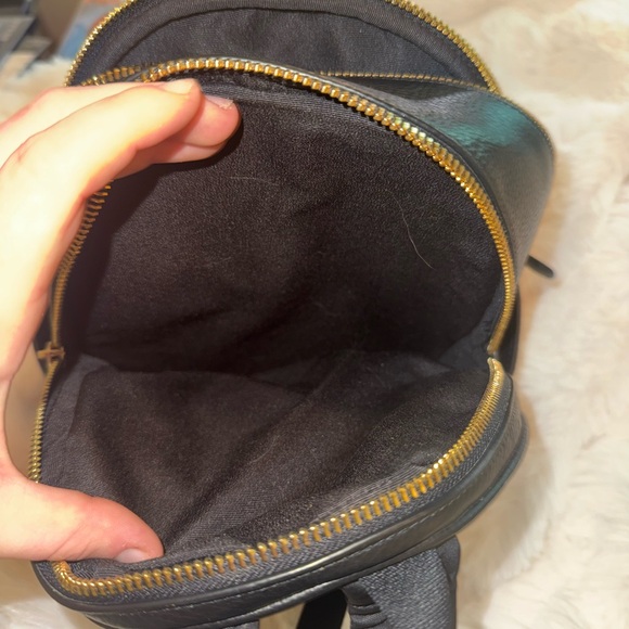 Coach Black Leather Mini Backpack with Gold Details